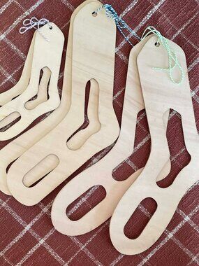 WOOD SOCK BLOCKERS, 3 PAIRS: small, medium, large for knit or crochet, laser cut